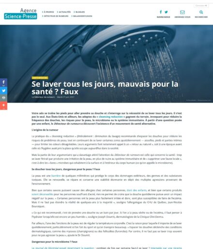 Se laver tous les jours mauvais pour la santé ? Faux